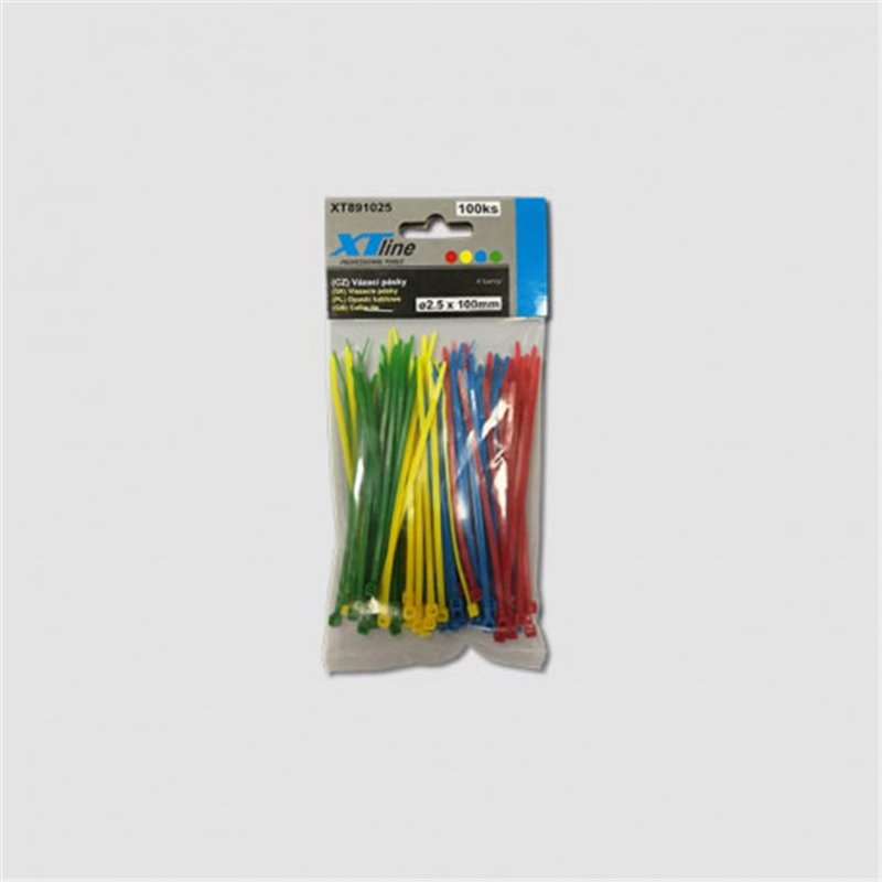 XTline Viazacia páska 100x2,5mm 50ks farebná nylon XT891025