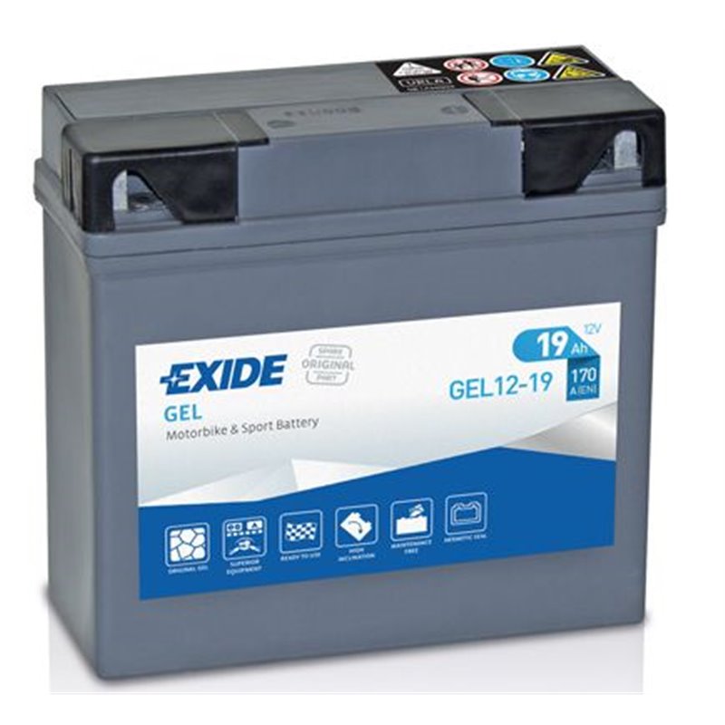 EXIDE motobatéria GEL 12V, 19 Ah, 170 A, GEL12-19