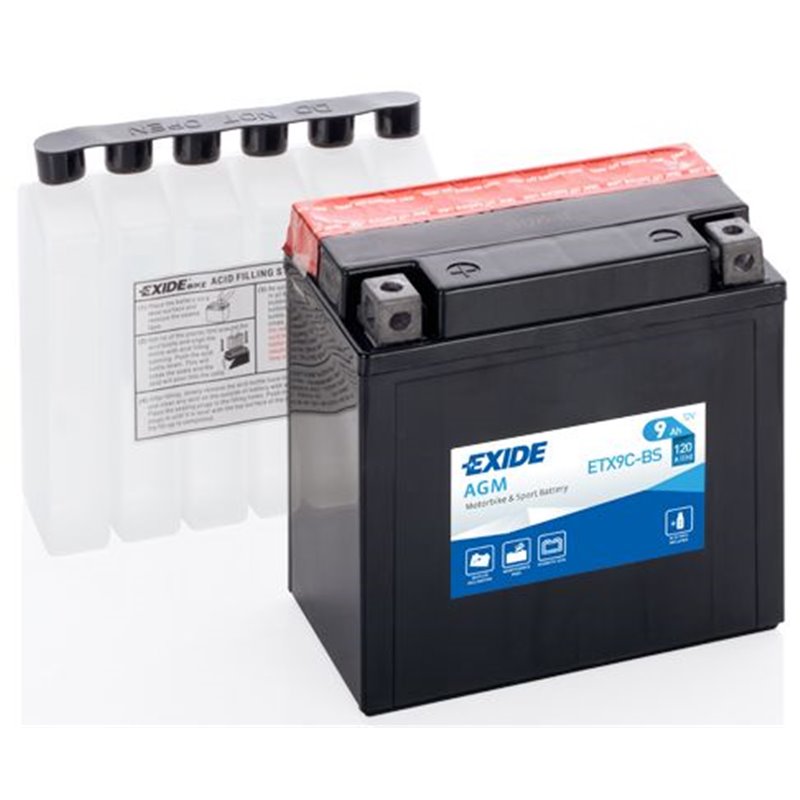 EXIDE motobatéria AGM ,12 V, 9 Ah, 120 A, ETX9C-BS