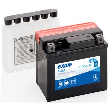 EXIDE motobatéria AGM12V , 4AH , 70A , ETX5L-BS