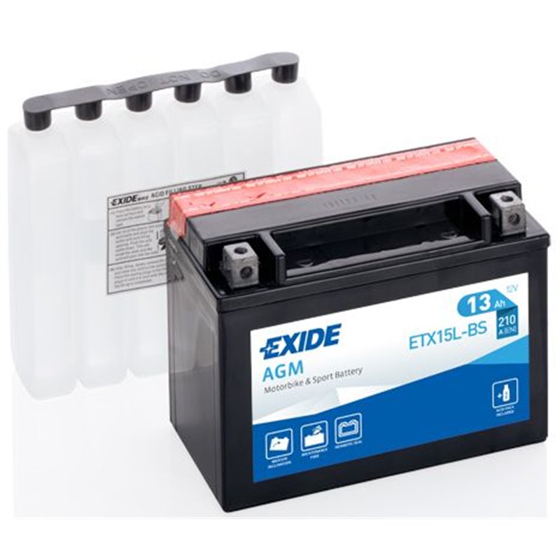 EXIDE motobatéria AGM 12V, 13AH , 210A , ETX15L-BS