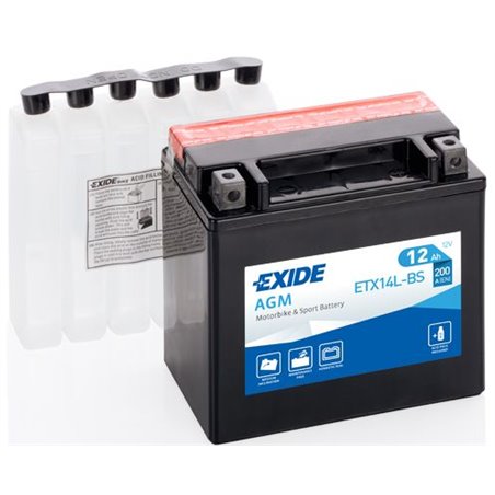 EXIDE motobatéria AGM , 12V, 12 Ah, 200 A, ETX14L-BS