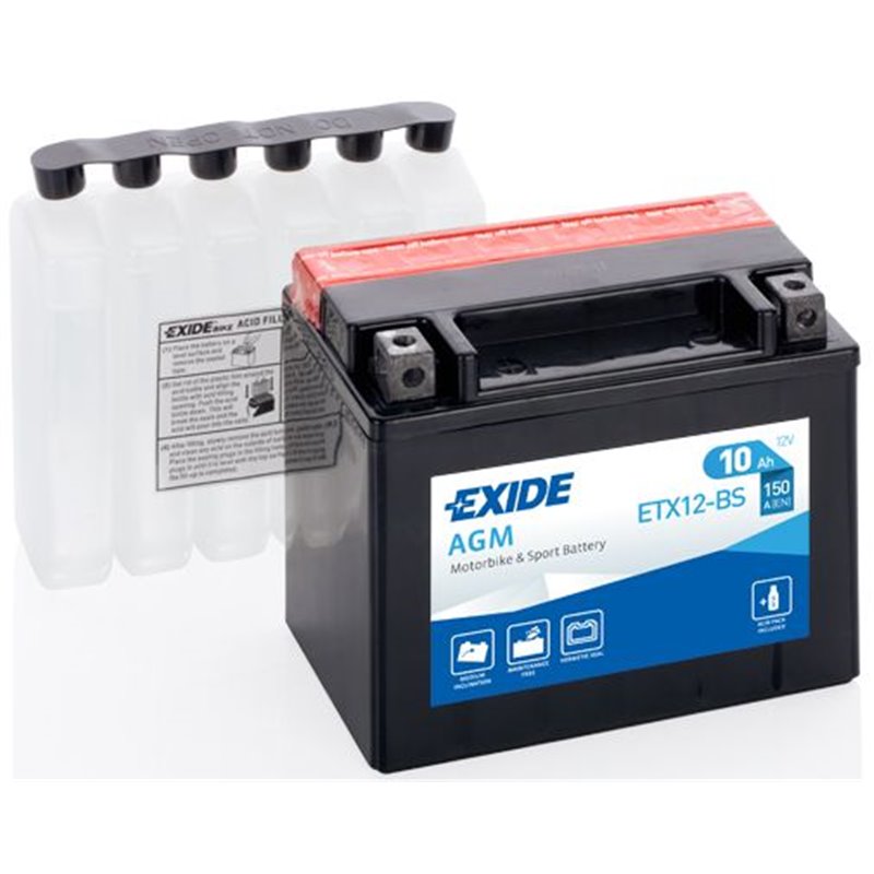 EXIDE motobatéria AGM12V, 10AH 150A, ETX12-BS