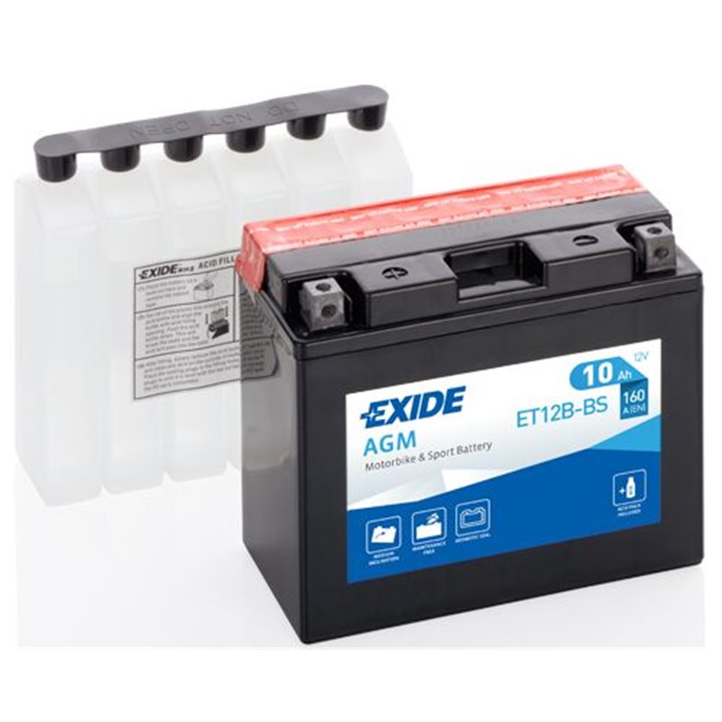 EXIDE motobatéria AGM 12V, 10 Ah, 160 A, ET12B-BS