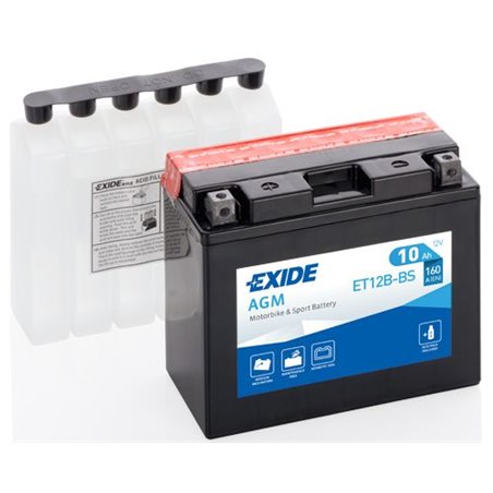 EXIDE motobatéria AGM 12V, 10 Ah, 160 A, ET12B-BS