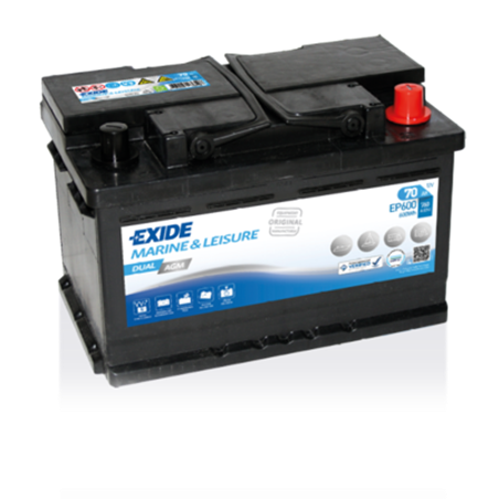 EXIDE Dual AGM 70AhAutobatéria 12V, 760A , EP600