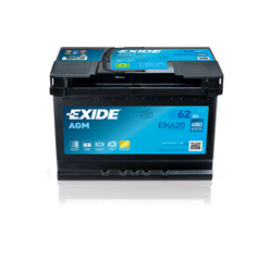 EXIDE AGM 62Ah AutobatériaStart-Stop 12V , 680A , EK620