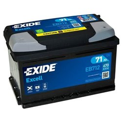 EXIDE Excell 71Ah Autobatéria, 12V , 670A , EB712