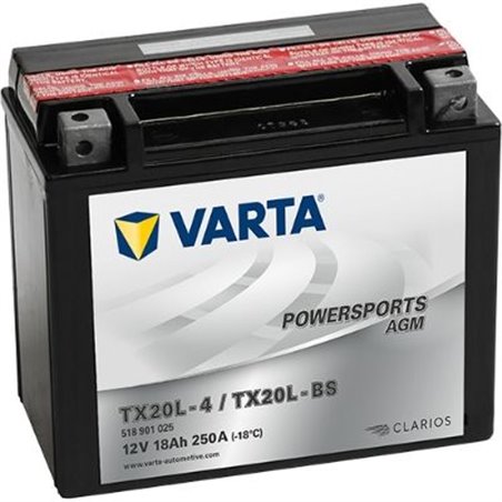 VARTA motobatéria, AGM, 12V,18AH, 250A, 518 90 102, TX20L-BS