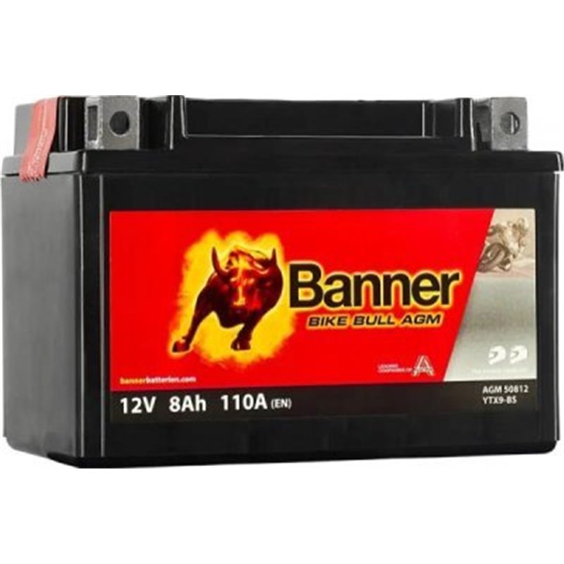 Banner Bike Bull AGM8AH Motobatéria 12V110A YTX9-BS 50812