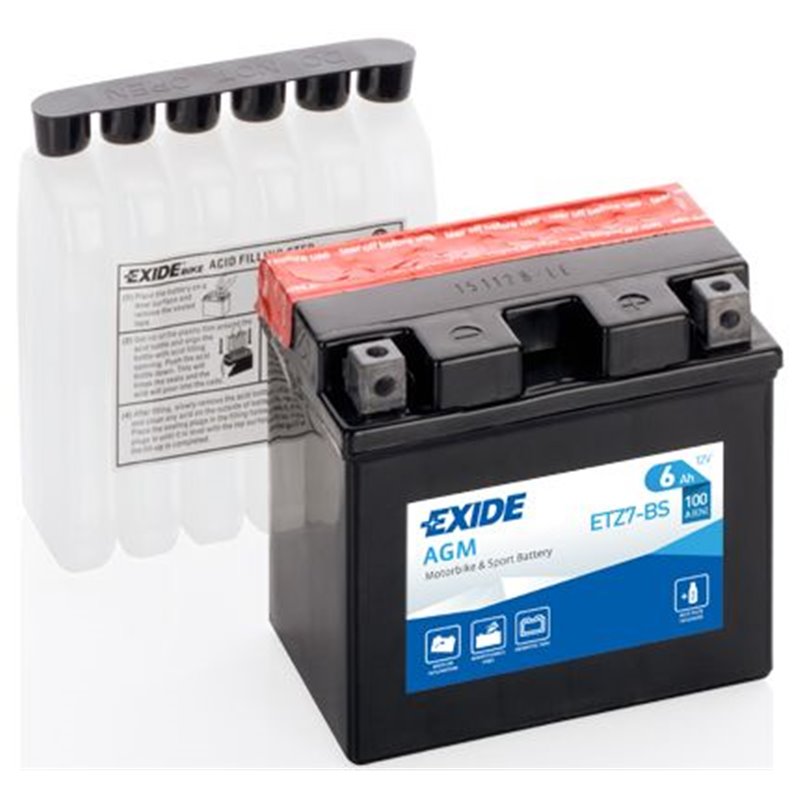 EXIDE motobatéria AGM 12V , 6AH , 100A , ETZ7-BS