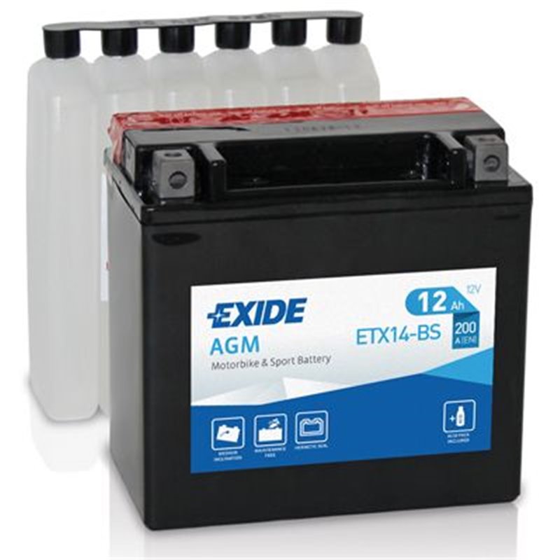 EXIDE motobatéria AGM, 12V, 12 Ah, 200 A, ETX14-BS