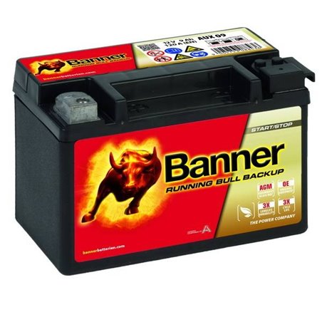 Banner RUNNIG BULL BLACK UP AGM, 12V, 9Ah Motobatéria, 509 00