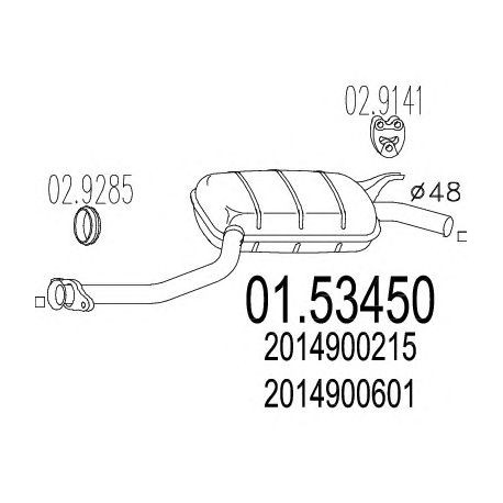 Stredný tlmic výfuku MTS 01.53450
