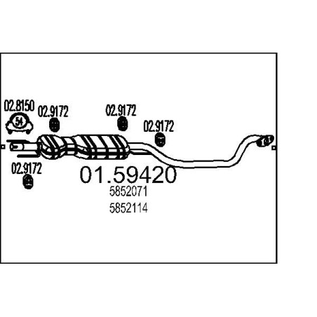 Stredný tlmic výfuku MTS 01.59420