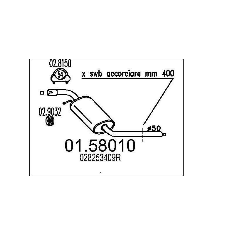 Stredný tlmic výfuku MTS 01.58010