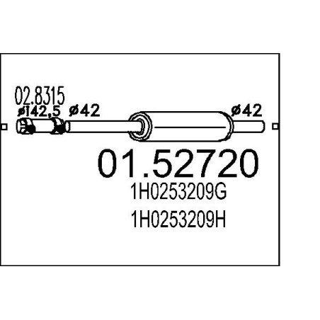 Stredný tlmic výfuku MTS 01.52720